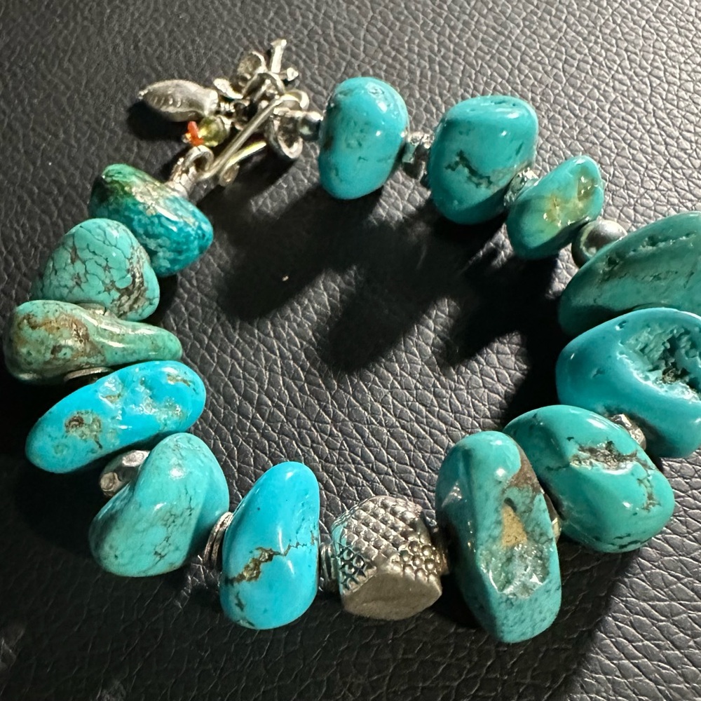 Kingman turquoise very chunky bracelet sterling silver